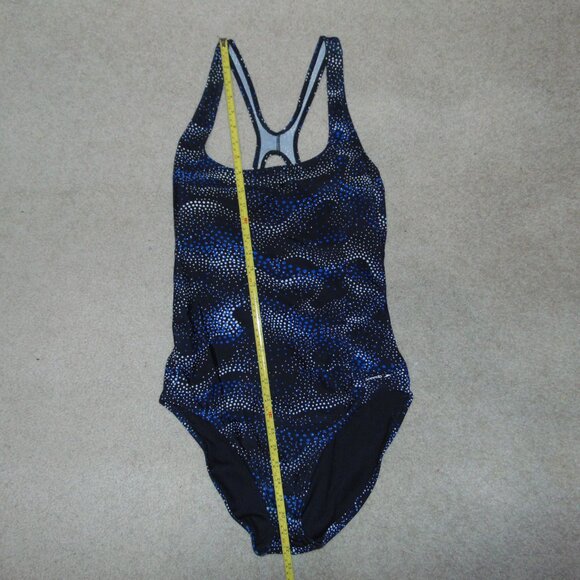 Speedo Black Blue White Polkadots Swimsuit 16 - Picture 6 of 7